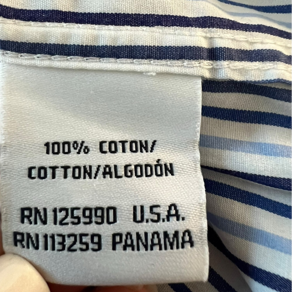 Faconnable Men's Blue White Striped Long Sleeve Button-Down Shirt Size XL - Picture 5 of 9